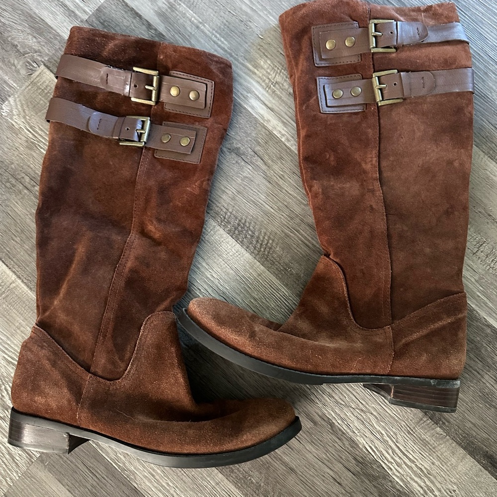 Nine West Brown Suede Heeled Boots